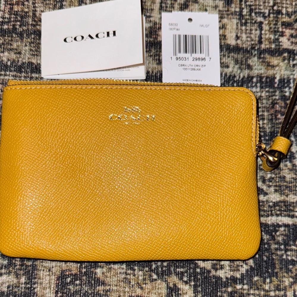Coach Mustard Yellow Leather Wristlet